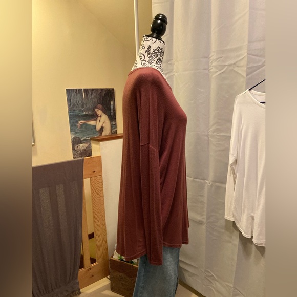 OLD NAVY ~ Rootbeer ~ Luxe Long-Sleeve Tunic T-Shirt (S) - Picture 4 of 7